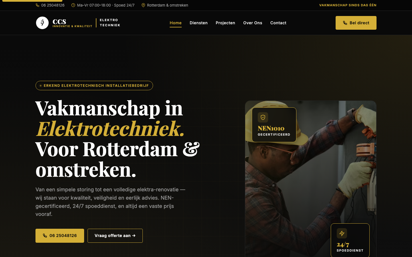 Website van CCS Elektrotechniek
